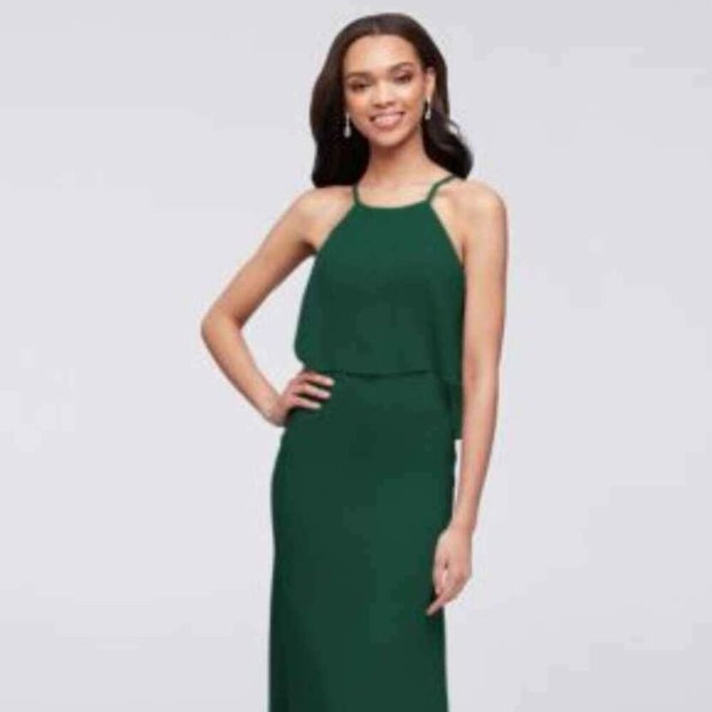 David's Bridal Bridesmaid Dress in Juniper (Size 16)